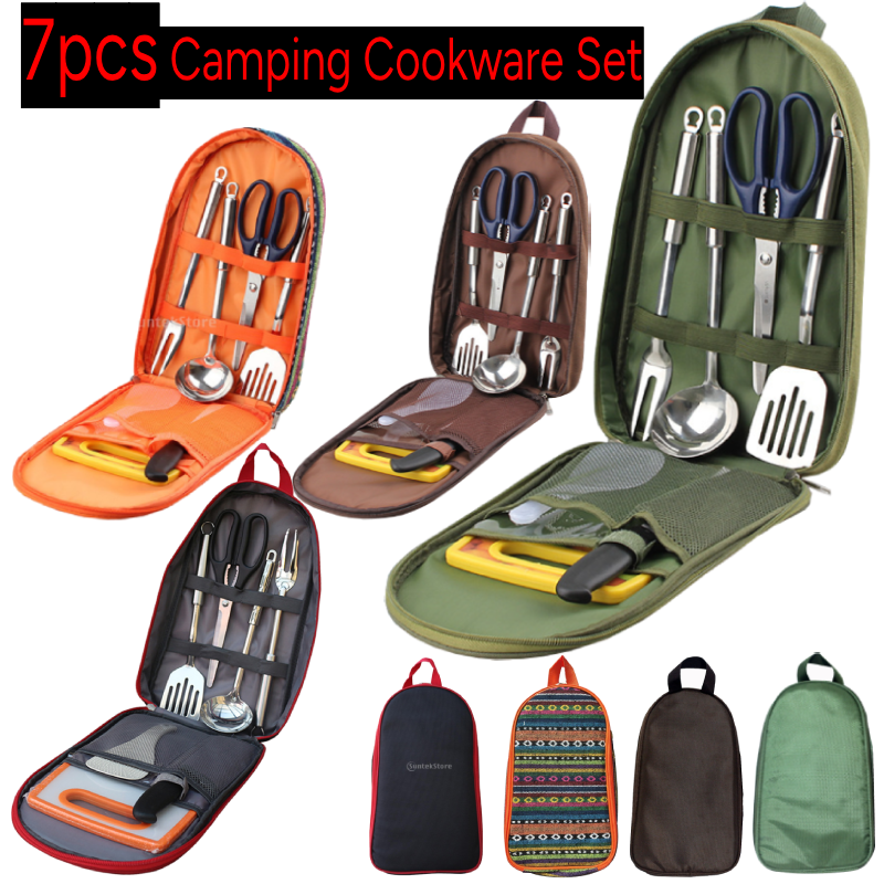 Kitchen Gadgets And Appliances - 7pcs Camping Kitchen Utensil Set with