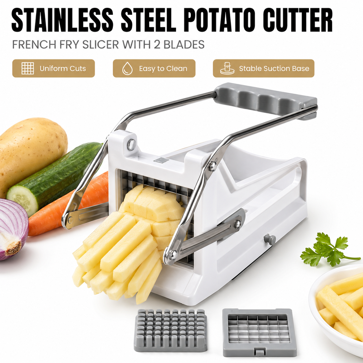 French Fry Cutter Stainless St - Kitchen Gadgets Vegetable Cutter recension och pris