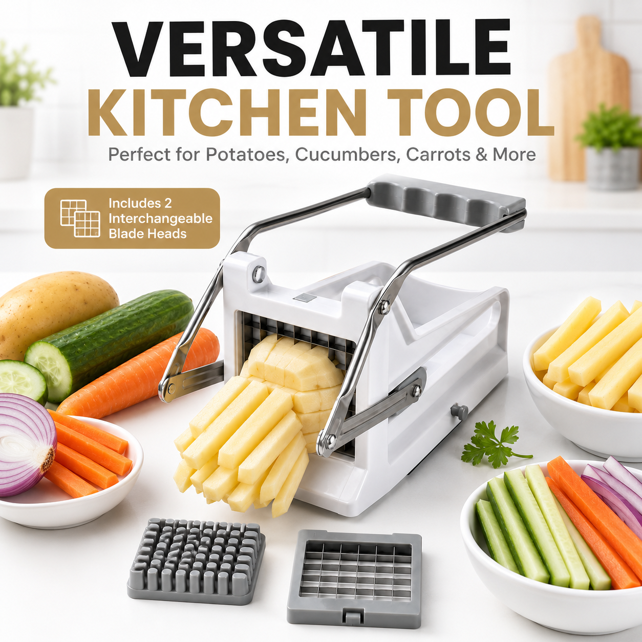 French Fry Cutter Stainless St - Kitchen Gadgets Vegetable Cutter recension och pris