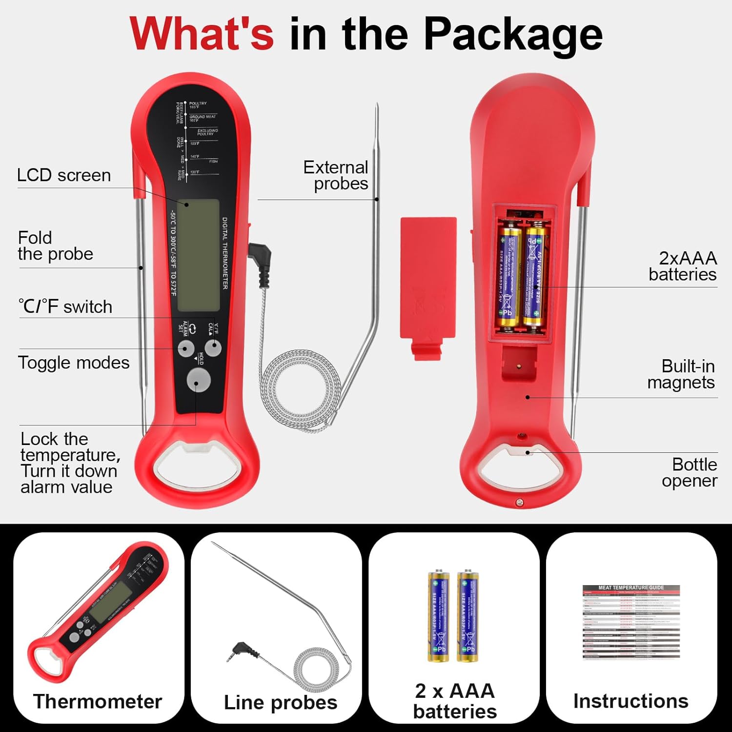 Long Cable Professional Meat T - Instant Read Thermometer recension och pris
